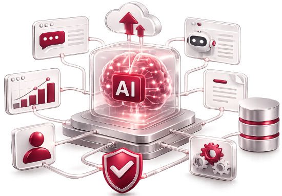 Illustration of AI development and automation services for business workflows