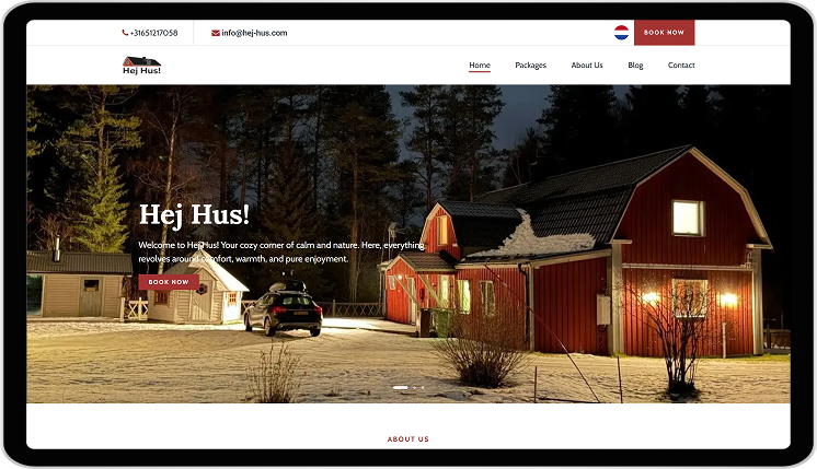 Hej Hus custom holiday home and hotel booking website in Lapland