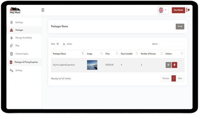 Online hotel reservation request form for holiday home bookings