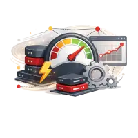 Website performance optimization and speed improvement illustration