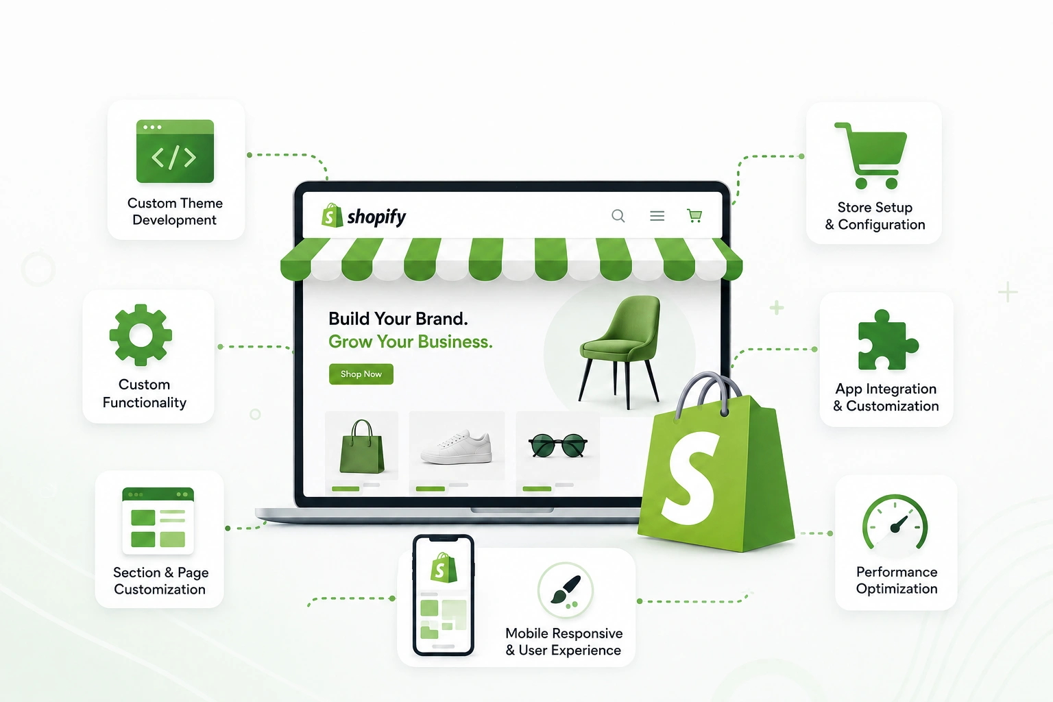 Shopify Development & Customization Services – Build a scalable eCommerce store with custom themes, functionality, integrations, and performance optimization