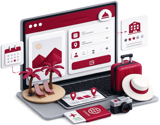 Booking and reservation website development services for hotels, travel agencies, appointments, ticketing, and online booking platforms.