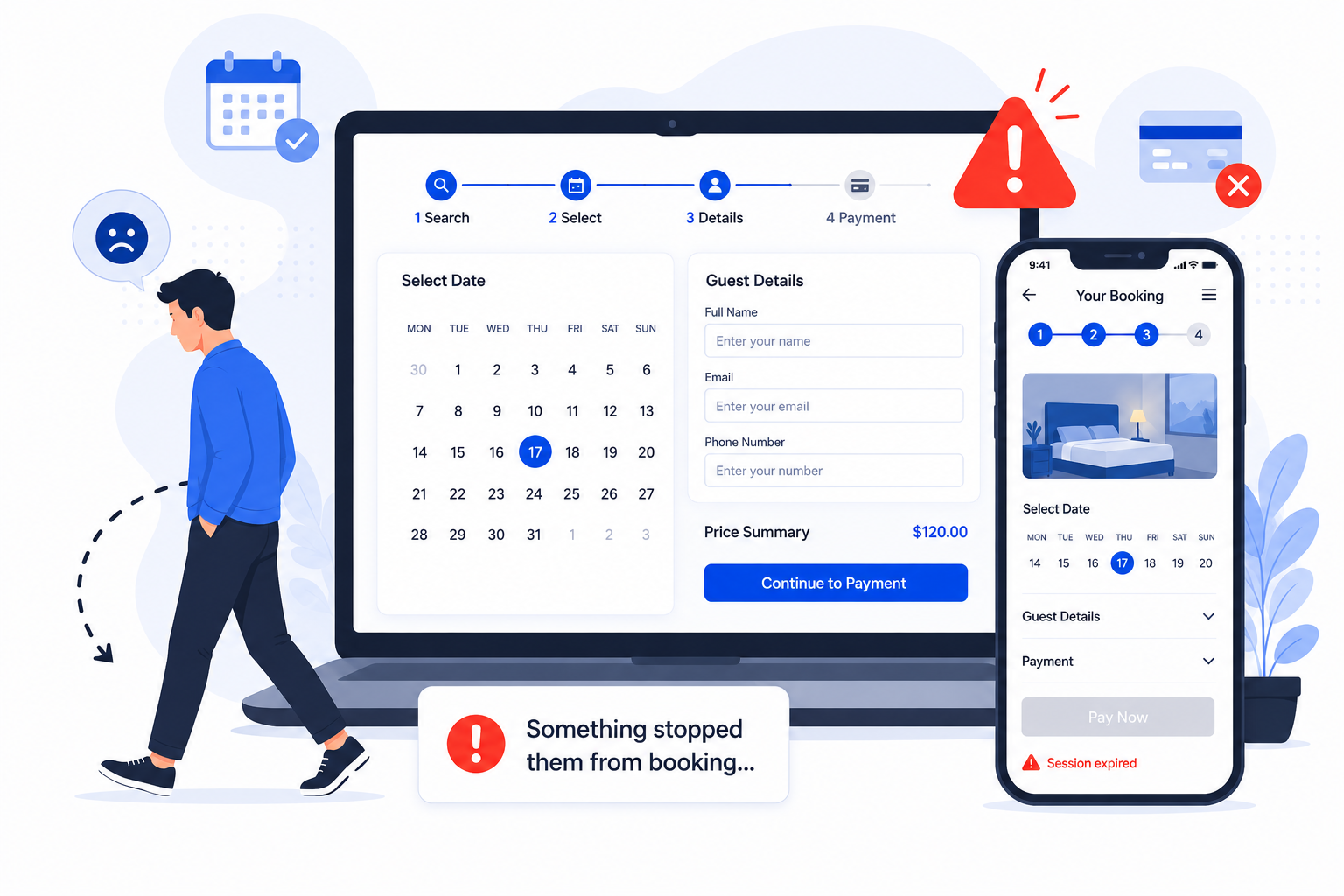 Why your booking website is losing customers before they complete a reservation